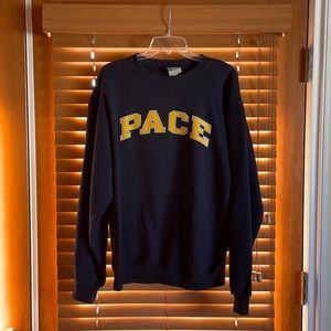 Large Navy Blue Champion Crew Neck - PACE University